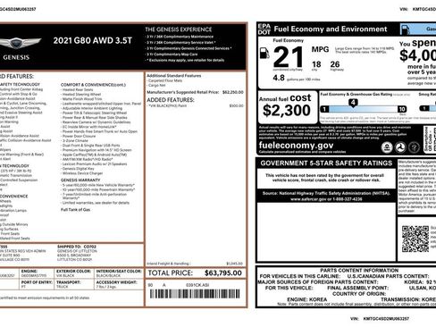 Used 2021 Genesis G80 3.5T image 4