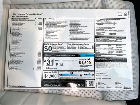New 2027 BMW 530i w/ M Sport Package RWD image 20
