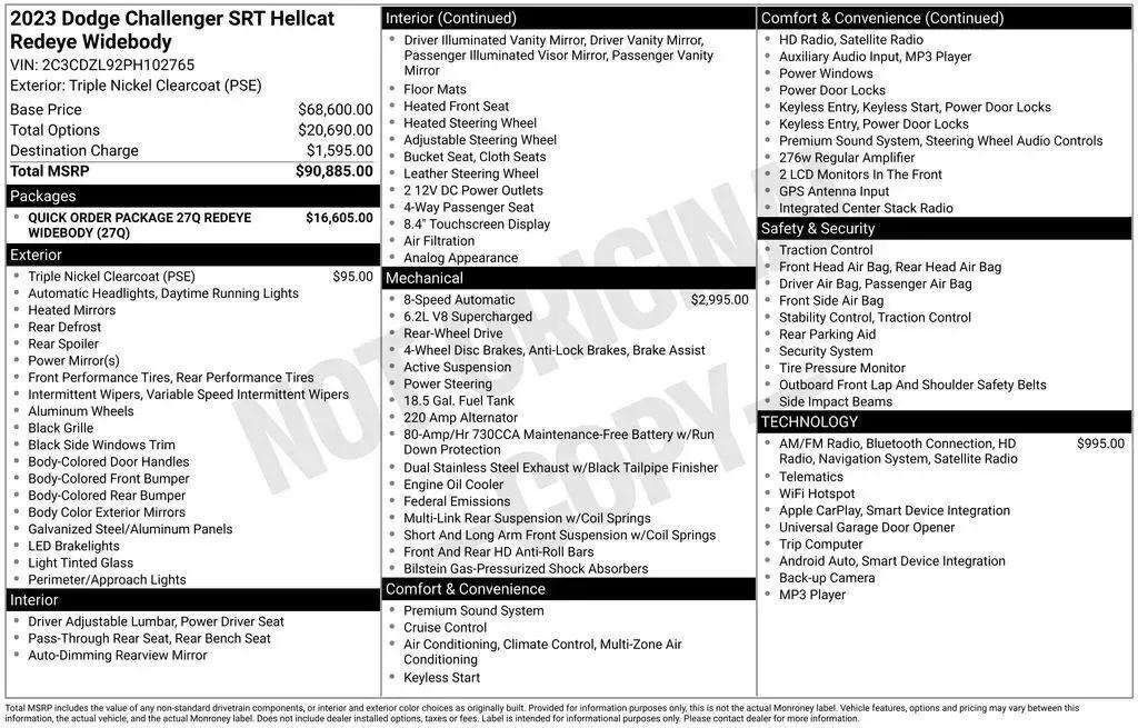 Used 2023 Dodge Challenger SRT Hellcat Redeye RWD image 9