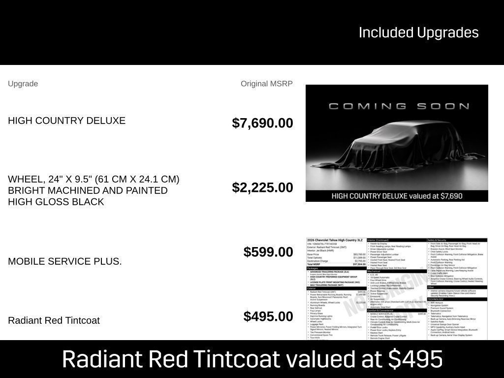 New 2026 Chevrolet Tahoe High Country AWD/4WD image 18