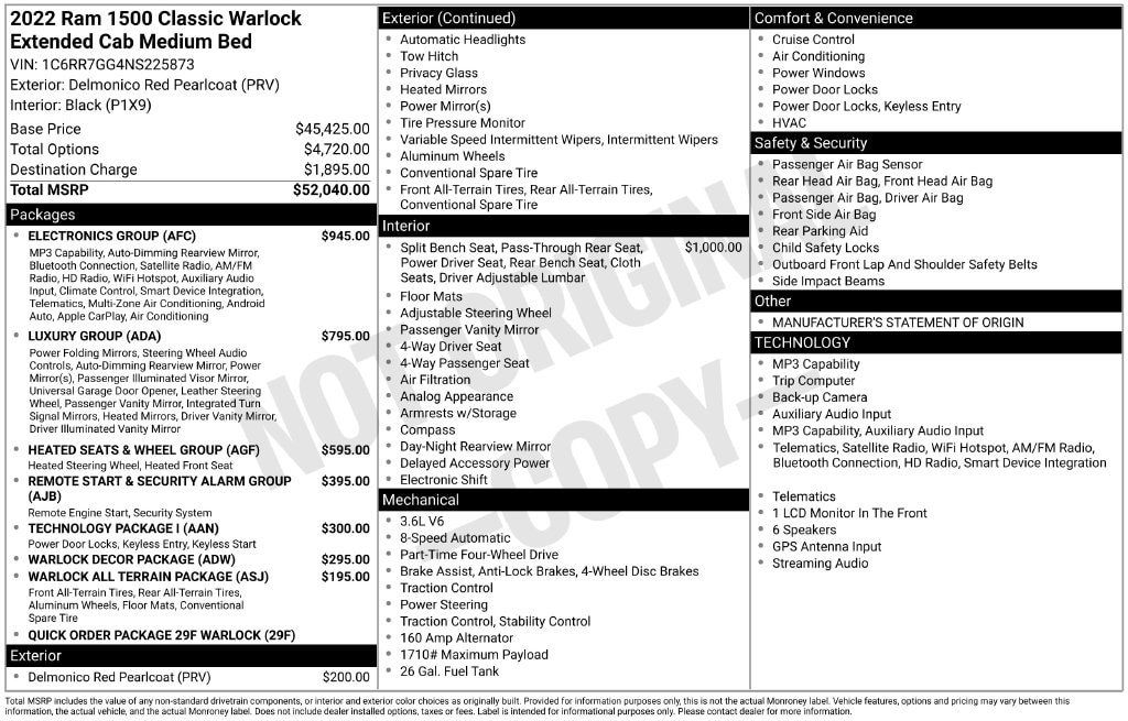 Used 2022 RAM 1500 Warlock w/ Electronics Group AWD/4WD image 2