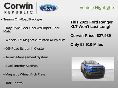 Used 2021 Ford Ranger XLT w/ Tremor Off-Road Package image 7