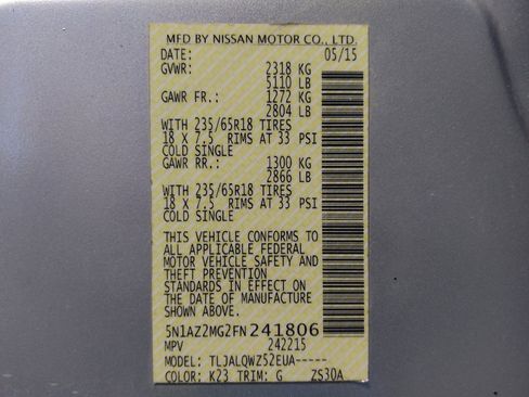 Used 2015 Nissan Murano SV w/ Cargo Package FWD image 33