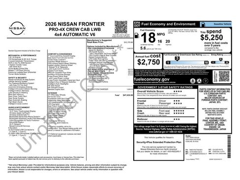 New 2026 Nissan Frontier PRO-4X w/ Pro-4x Convenience Package image 22