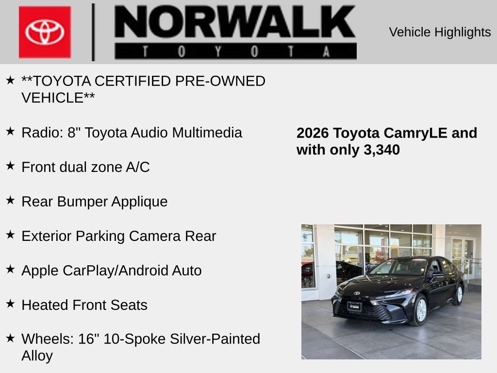 Certified 2026 Toyota Camry LE FWD image 10