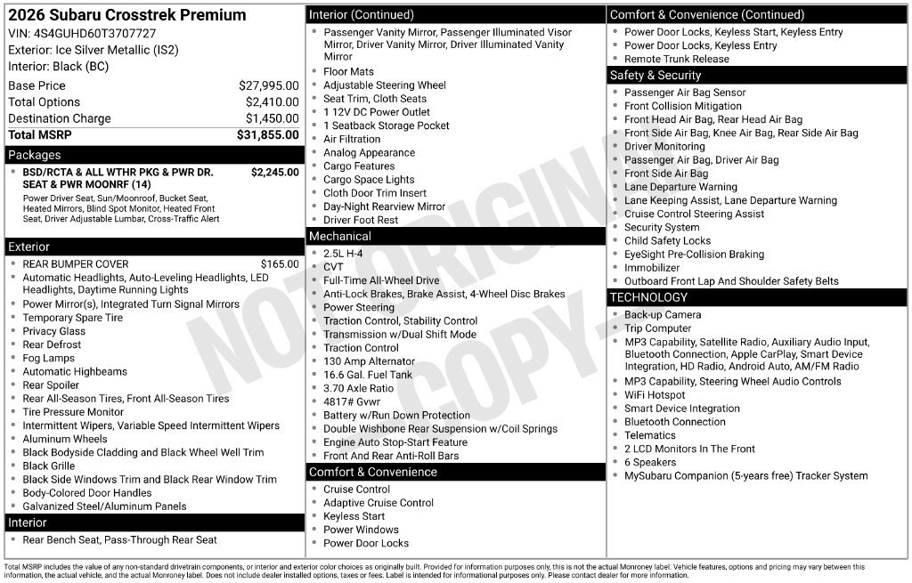 Certified 2026 Subaru Crosstrek 2.5i Premium AWD/4WD image 6
