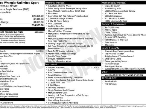 Used 2017 Jeep Wrangler Unlimited Sport w/ Quick Order Package 24S AWD/4WD image 2