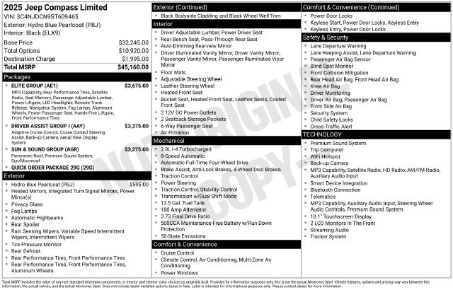 Certified 2025 Jeep Compass Limited w/ Elite Group AWD/4WD image 11