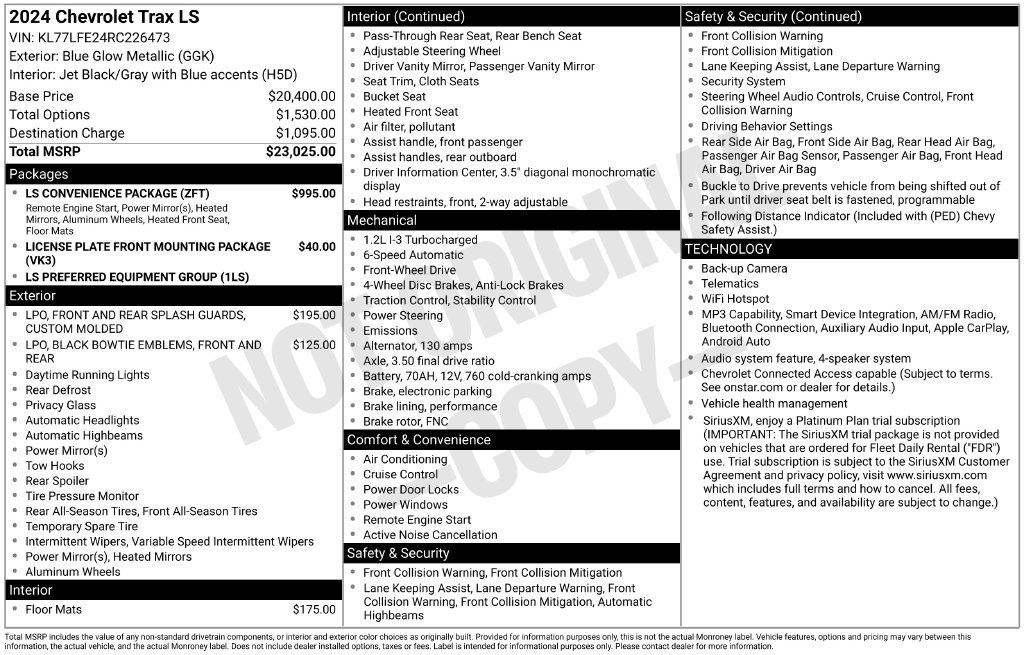 Used 2024 Chevrolet Trax LS w/ LS Convenience Package FWD image 15
