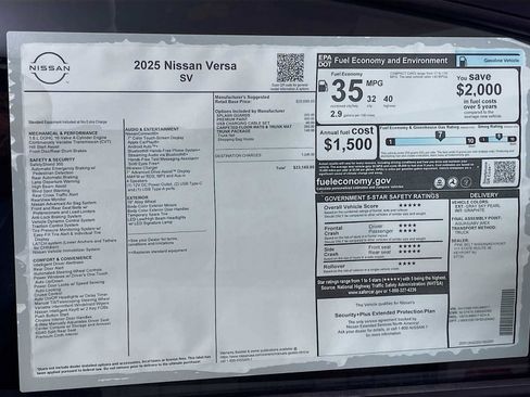 New 2025 Nissan Versa SV w/ Trunk Package image 6
