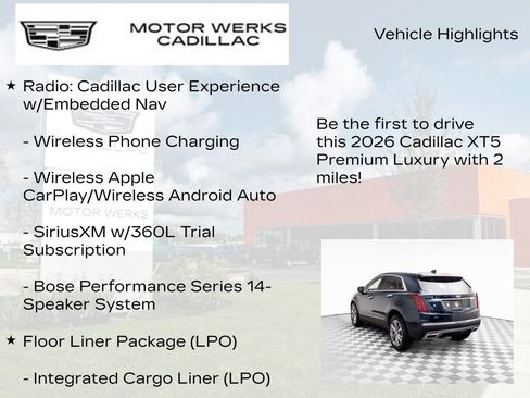 New 2026 Cadillac XT5 Premium Luxury w/ Driver Assist Package image 6