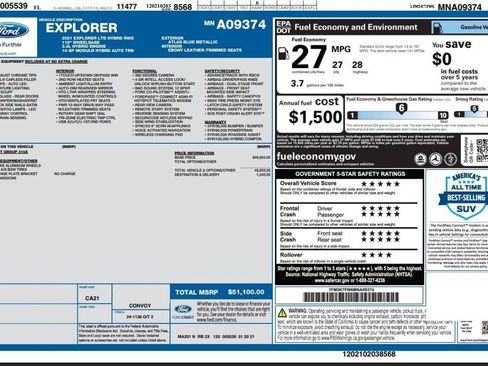 Used 2021 Ford Explorer Limited w/ Hybrid Equipment Group 310A RWD image 15