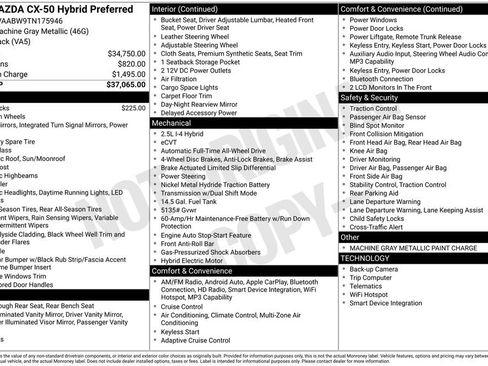 New 2026 MAZDA CX-50 2.5 Hybrid w/ Preferred Pkg AWD/4WD image 2