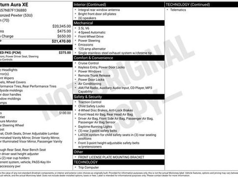 Used 2007 Saturn Aura XE w/ Preferred Pkg FWD image 3