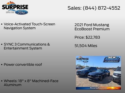 Certified 2021 Ford Mustang Premium w/ Ford Safe & Smart Package RWD image 13