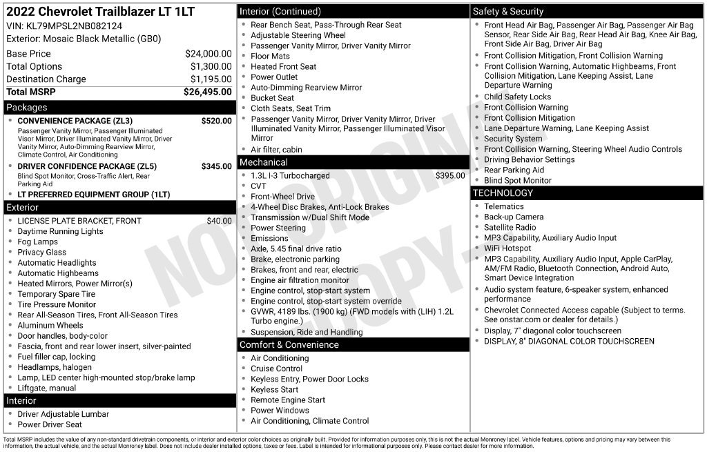 Used 2022 Chevrolet TrailBlazer LT w/ Convenience Package FWD image 3
