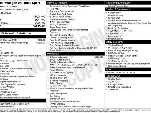 Used 2022 Jeep Wrangler Unlimited Sport AWD/4WD image 7