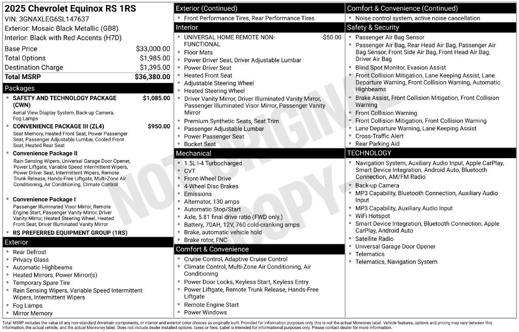 Used 2025 Chevrolet Equinox RS w/ Safety and Technology Package FWD image 10