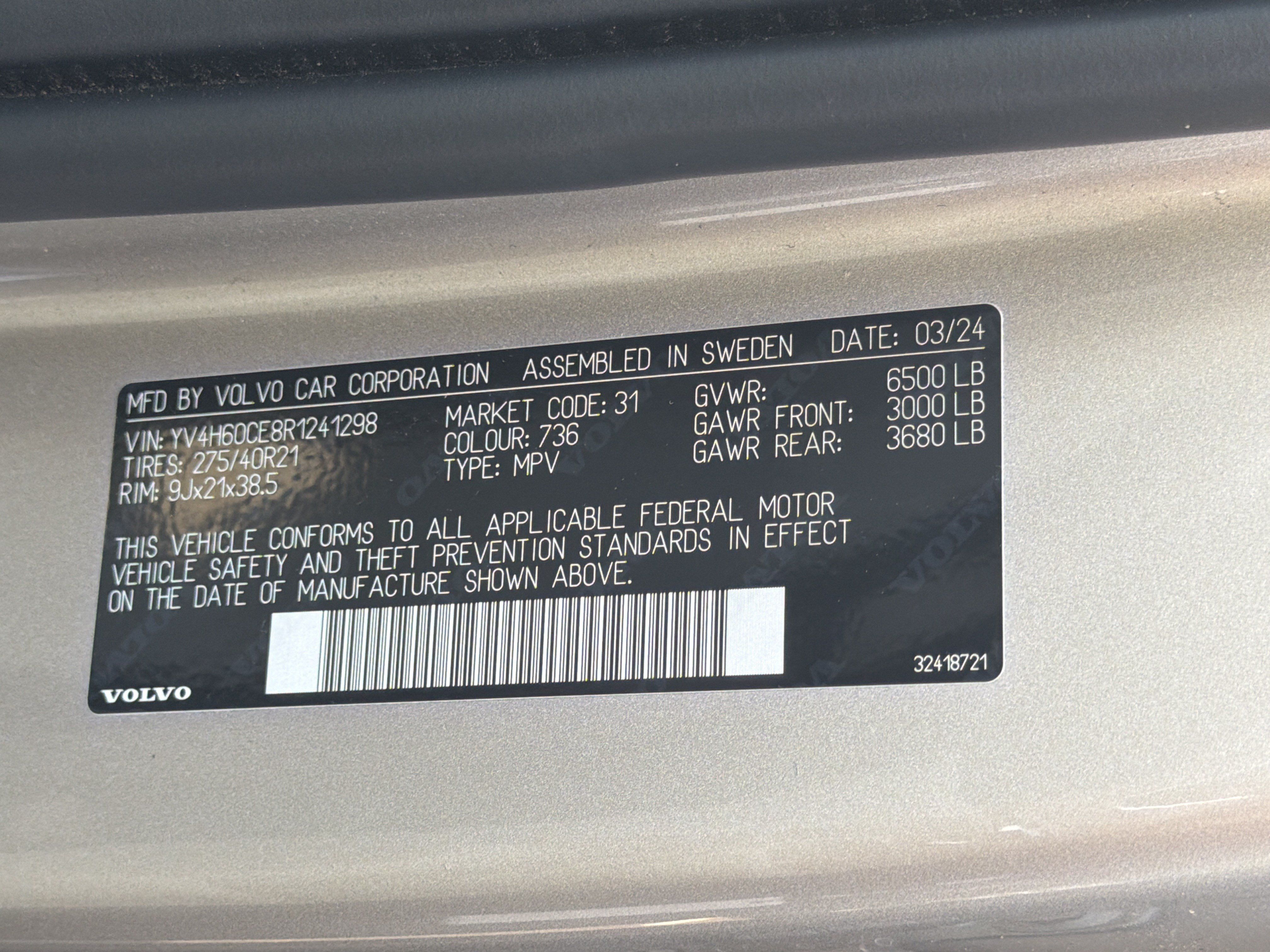 Certified 2024 Volvo XC90 T8 Plus w/ Protection Package AWD/4WD image 37