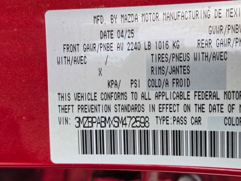 Certified 2025 MAZDA MAZDA3 s FWD image 11