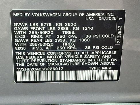 Certified 2025 Volkswagen Atlas Cross Sport SE w/ Black Wheel Package AWD/4WD image 27