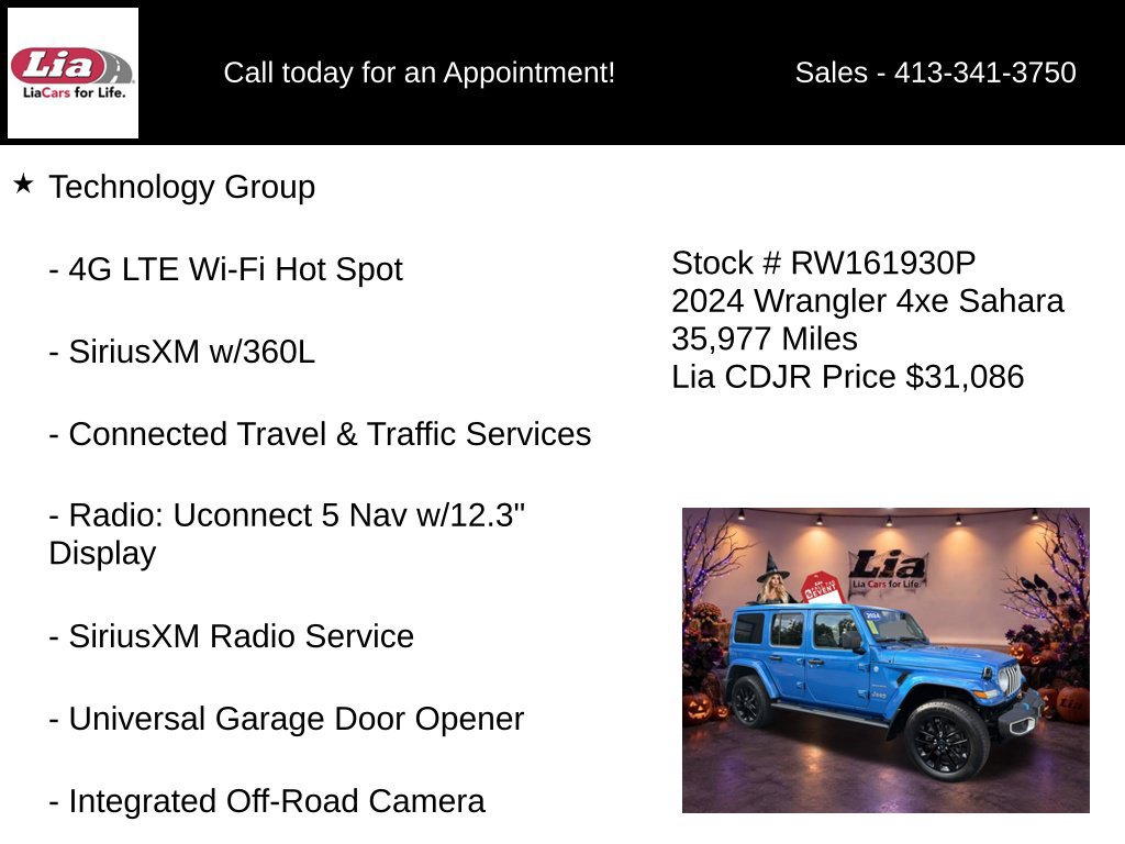 Certified 2024 Jeep Wrangler Unlimited Sahara w/ Technology Group AWD/4WD image 16