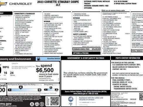 Used 2023 Chevrolet Corvette Stingray Premium Cpe w/ Z51 Performance Package RWD image 5
