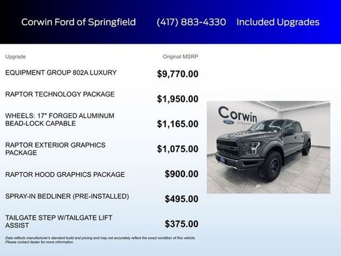 Certified 2018 Ford F150 Raptor w/ Equipment Group 802A Luxury image 5