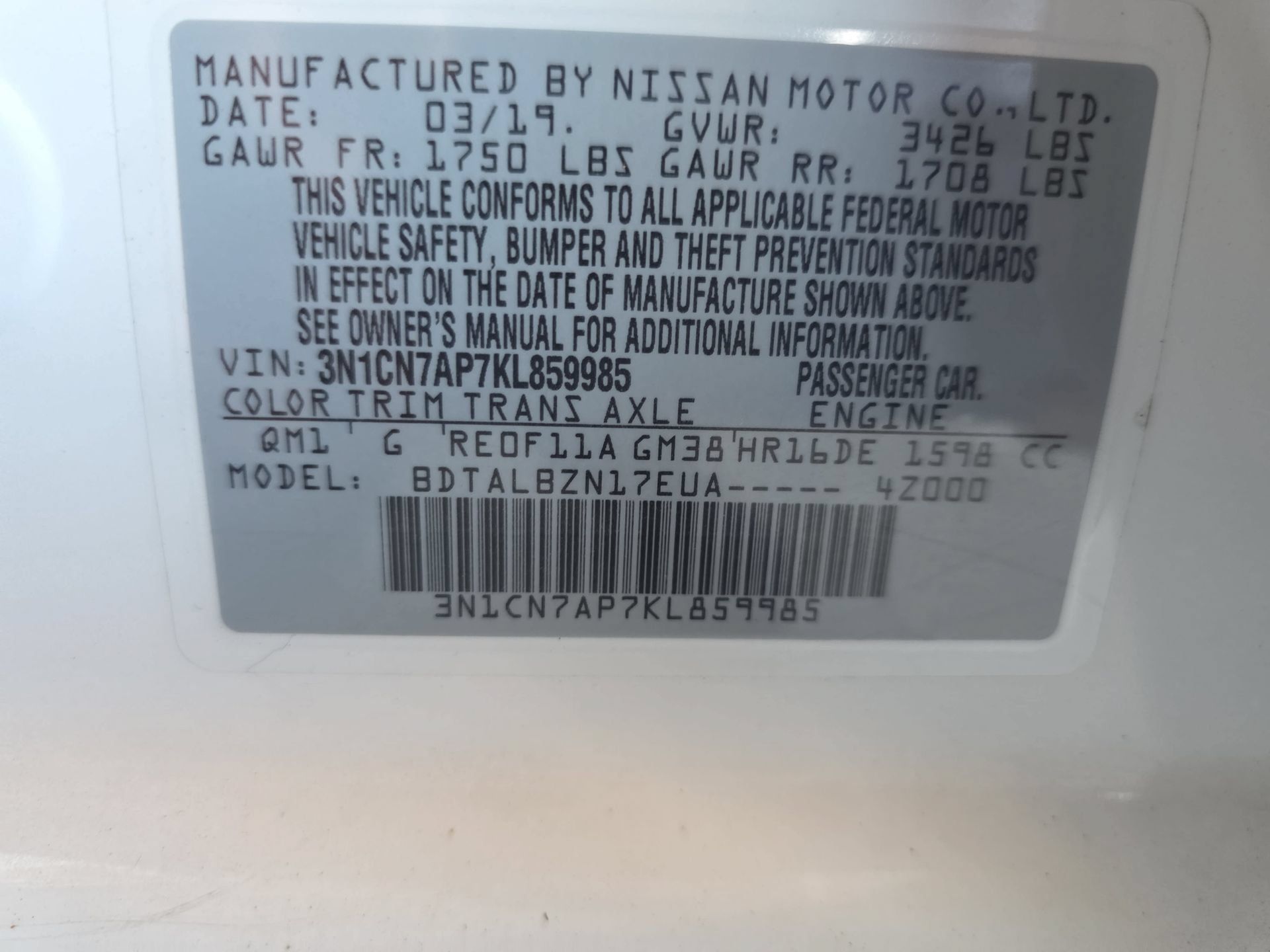 Used 2019 Nissan Versa SV FWD image 32