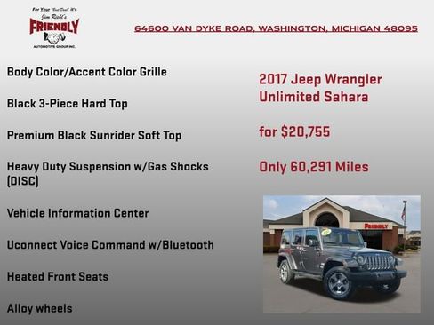 Used 2017 Jeep Wrangler Unlimited Sahara w/ Dual Top Group image 15