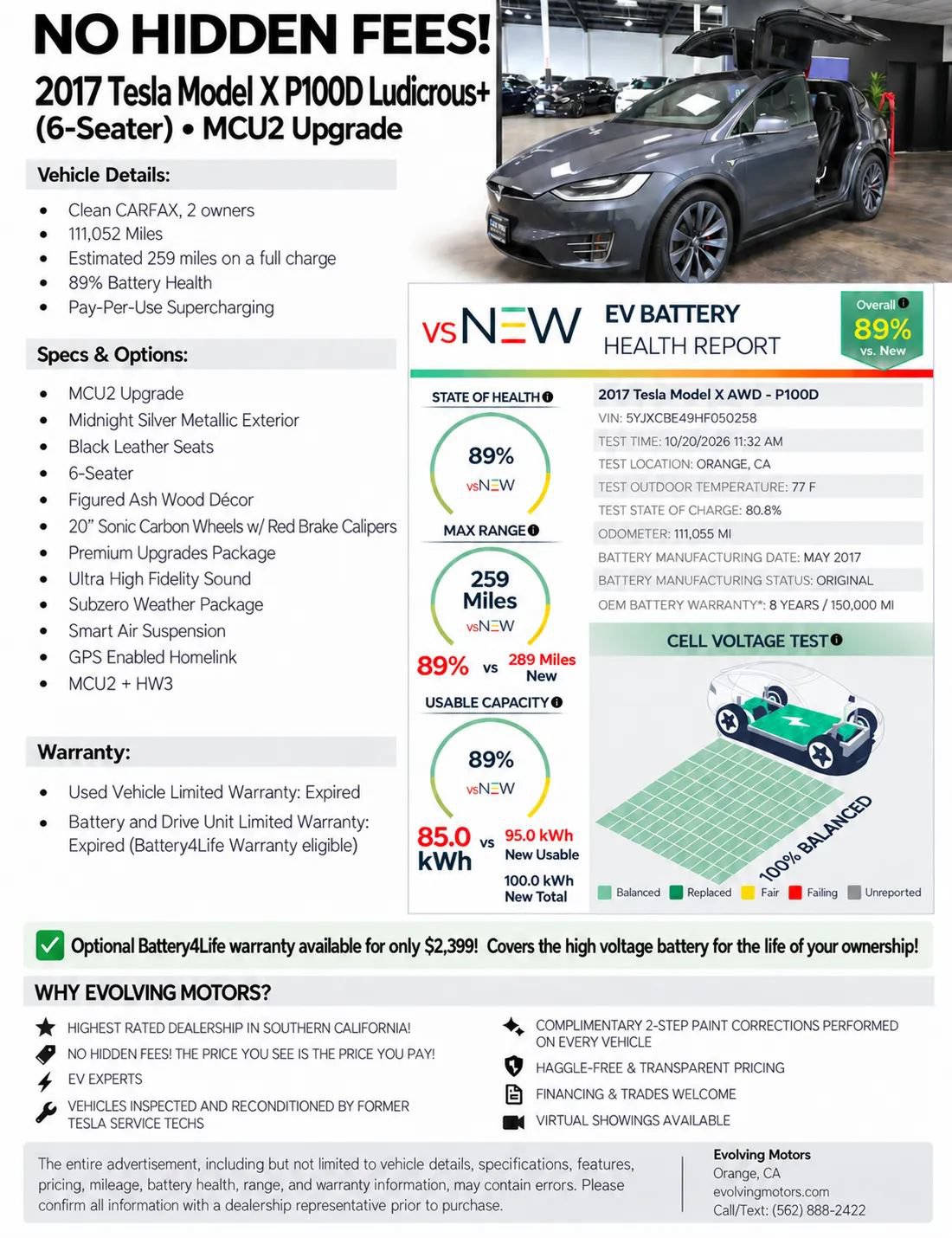 Used 2017 Tesla Model X P100D AWD/4WD image 2