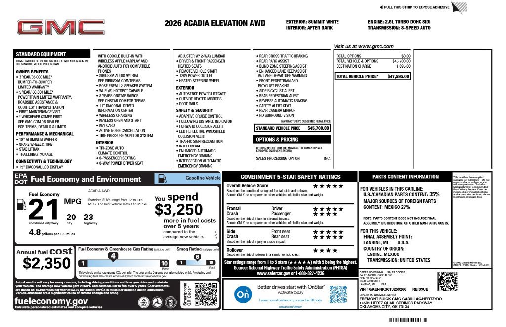Used 2026 GMC Acadia Elevation AWD/4WD image 3