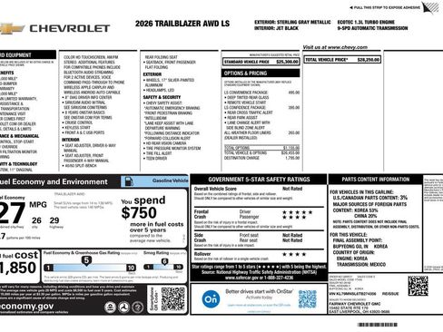 New 2026 Chevrolet TrailBlazer LS w/ LS Convenience Package AWD/4WD image 4
