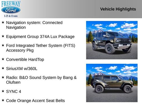 Certified 2025 Ford Bronco Raptor w/ Interior Carbon Fiber Pack AWD/4WD image 4