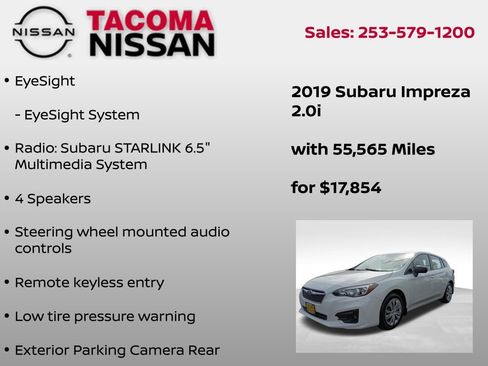 Used 2019 Subaru Impreza 2.0i w/ Eyesight AWD/4WD image 6