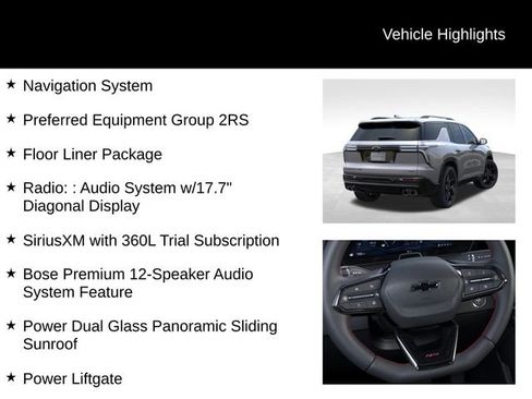 New 2026 Chevrolet Traverse RS w/ LPO, Floor Liner Package AWD/4WD image 3