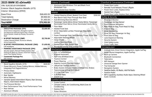 Certified 2025 BMW X5 xDrive40i w/ Executive Package AWD/4WD image 41