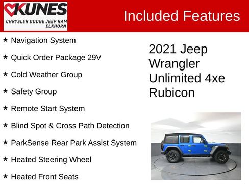 Used 2021 Jeep Wrangler Unlimited Rubicon 4xe w/ Cold Weather Group AWD/4WD image 3