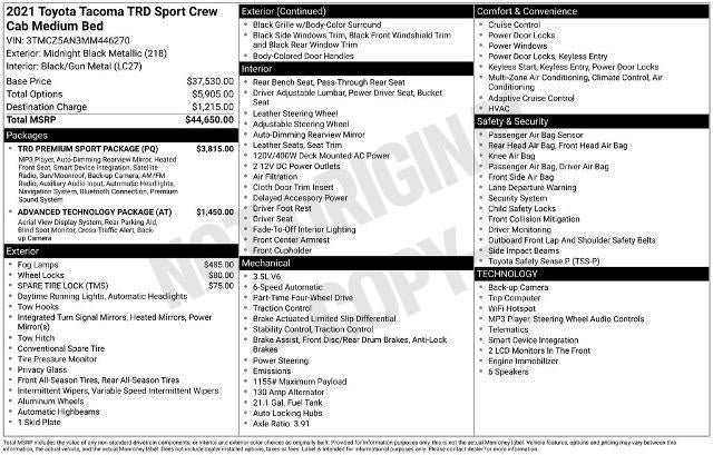 Used 2021 Toyota Tacoma TRD Sport w/ TRD Premium Sport Package AWD/4WD image 32