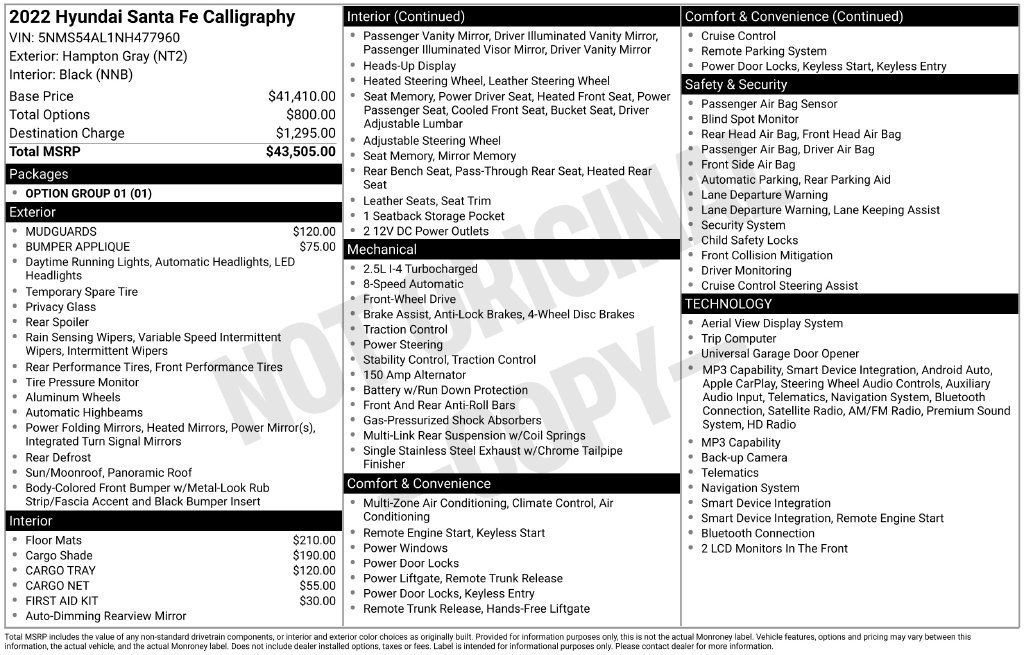 Used 2022 Hyundai Santa Fe Calligraphy FWD image 3