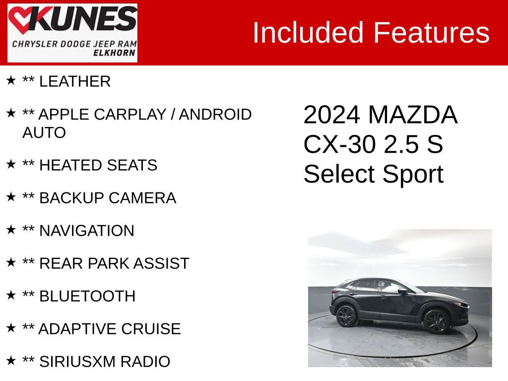 Used 2024 MAZDA CX-30 AWD 2.5 S w/ Select Sport Pkg image 2