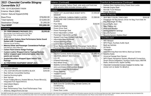 Used 2021 Chevrolet Corvette Stingray Premium Conv w/ Z51 Performance Package RWD image 40
