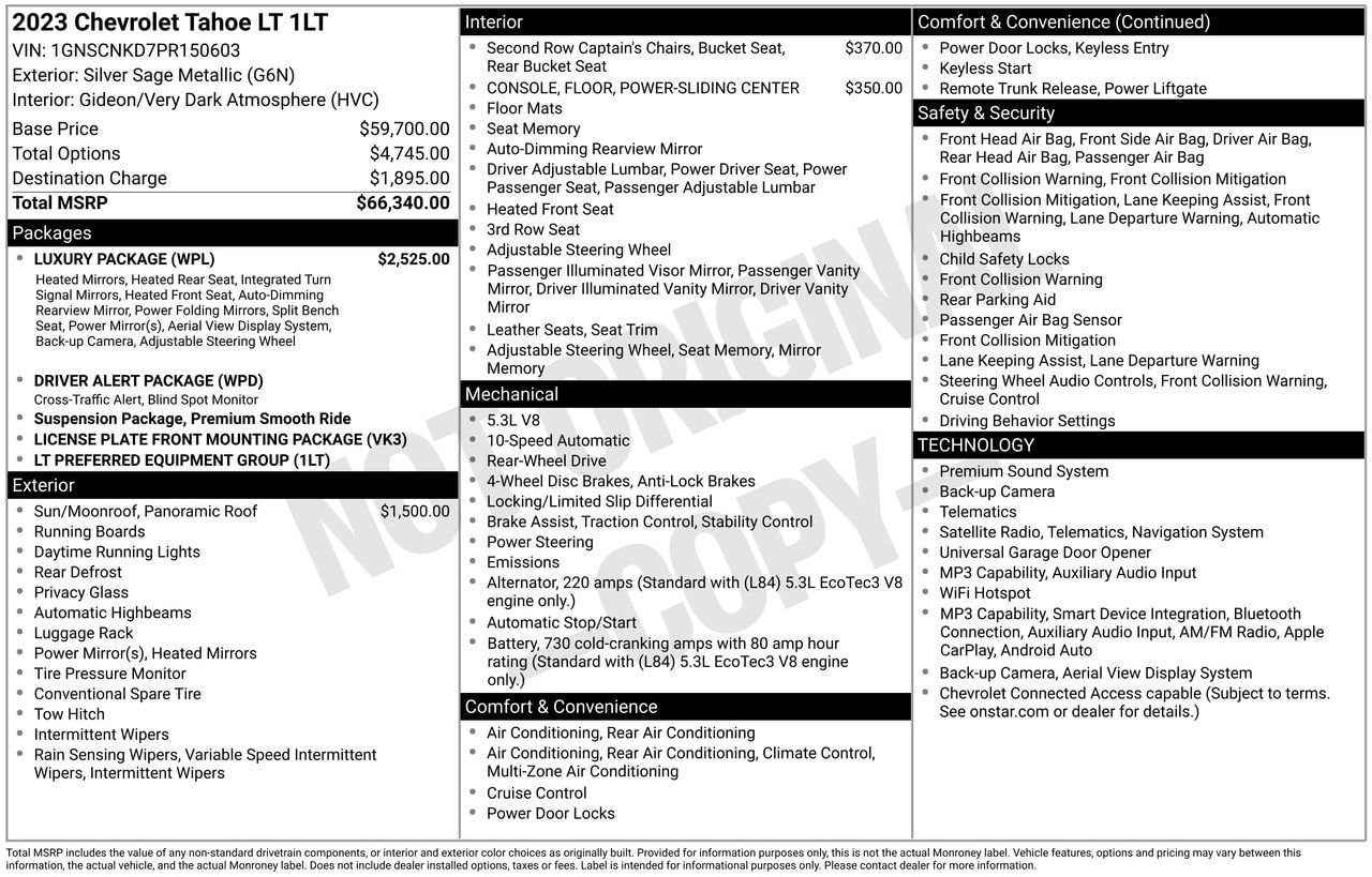 Certified 2023 Chevrolet Tahoe LT w/ Luxury Package RWD image 30