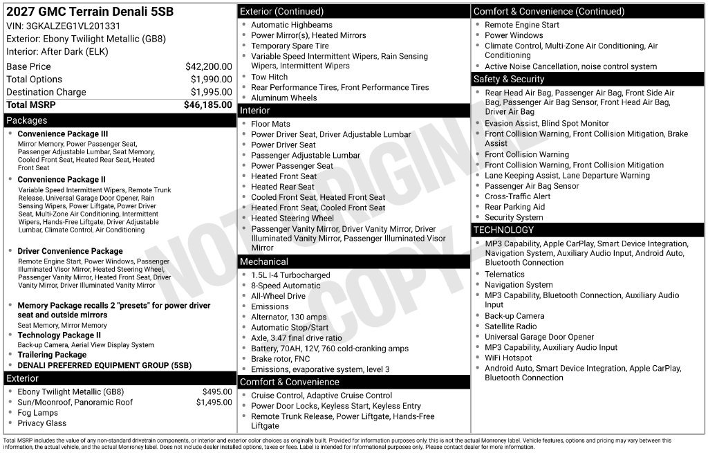 New 2027 GMC Terrain Denali AWD/4WD image 48