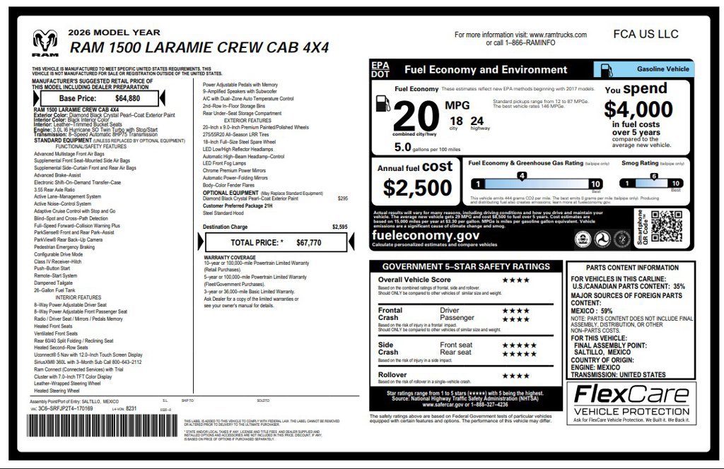 Certified 2026 RAM 1500 Laramie AWD/4WD image 3