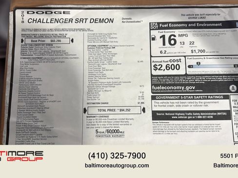 Used 2018 Dodge Challenger SRT Demon image 37