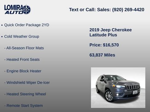 Used 2019 Jeep Cherokee Latitude Plus w/ Cold Weather Group AWD/4WD image 8