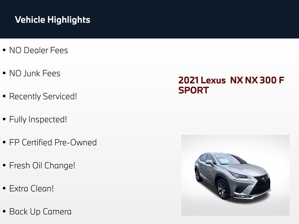 Used 2021 Lexus NX 300 F Sport w/ F Sport Premium Package FWD image 68