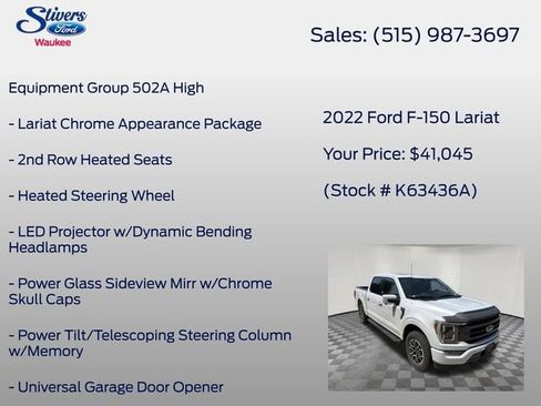 Used 2022 Ford F150 Lariat w/ Equipment Group 502A High AWD/4WD image 16