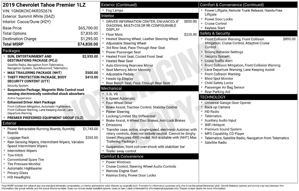 Used 2019 Chevrolet Tahoe Premier AWD/4WD image 2